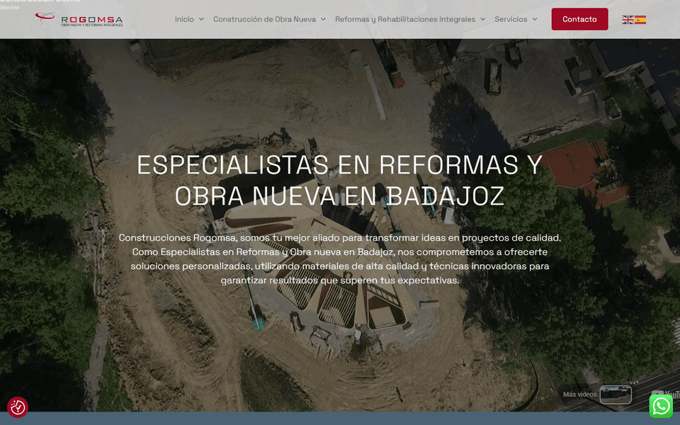 Página de inicio de Rogomsa, constructora de obra nueva y reformas en Badajoz.